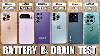 iPhone 16 Pro Max vs Samsung S24 Ultra / OnePlus 12 / Google Pixel 9 Pro XL - BATTERY DRAIN TEST!