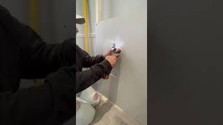 LIFE HACK - USE MULTI TOOL TO CHANNEL PLASTERBOARD WALL #diy #homeimprovement #drywall #shorts #pro