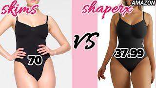 Skims SEAMLESS SCULPT THONG BODYSUIT versus SHAPERX Shapewear Amazon || Best Skims Inspired Dupes