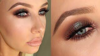 FULL GLAM: Blue/Brown Sparkly Smokey Eye + Flawless Skin! | Lauren Curtis