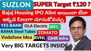 Suzlon SUPER NEWS | Vodafone Idea | YES BANK | OLA Electric | RAMA Steel Tubes | ZOMATO | IRFC |RVNL