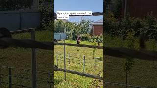 Главное развлечение на даче #покос #трава #газон #сушка #прикол #юмор #огород #сад #частныйдом #юг