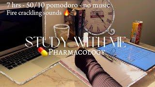 Study with me PHARMACOLOGY  | 7 hrs - 50/10 pomodoro method - no music