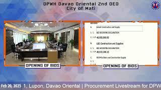 Procurement Livestream for DPWH Davao Oriental 2nd DEO Civil Works on February 20, 2025