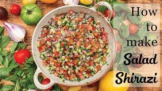 How to finely chop tomatoes, cucumbers and onions to make Salad Shirazi