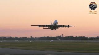 Emirates Airlines Airbus A380-800 Take Off During Golden Hour At Christchurch Airport, New Zealand!