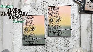 Beautiful Ink Blended Floral Anniversary Card Tutorial | January Celebration Day 6