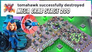 stage 200 MEGA CRAB killed  Lazortrons/Bullit // BOOM BEACH attack strategy/gameplay