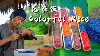 Colorful Rice Dyed with a Variety of Plants is a Rainbow That can be Served on the Table