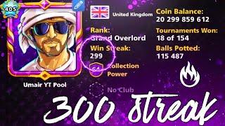 *WORLD RECORD* 300 Win Streak In 8 Ball Pool | FIRST TIME | Umair xD