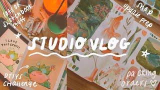 Artist Studio Vlog  Lots of Painting, Packing Orders, Shop Update Prep !!