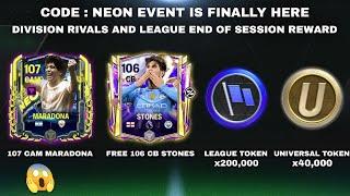 CODE : NEON EVENT IS FINALLY HERE  DIVISION RIVALS AND LEAGUE END OF SESSION REWARD 