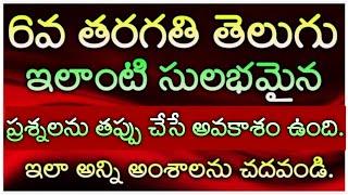 TS DSC 2023 6th Class Telugu IMP practice bits with Explanation by Sri Sai tutorial