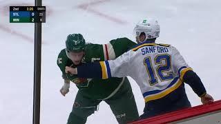 Nico Sturm VS Zach Sanford Fight St. Louis Blues at Minnesota Wild