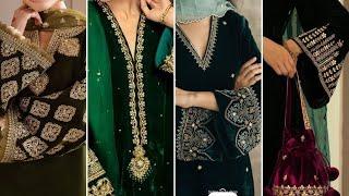 Latest Embroidery designs for Velvet Suits 2024|Embroidery designs for Velvet Dresses