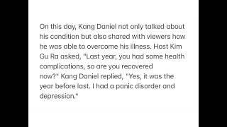 Kang Daniel reveals had to take a break from entertainment industry depression and panic disorder