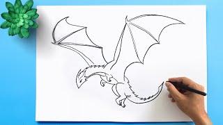 How to draw a Dragon | Flying Dragon Drawing lesson