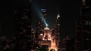 Flying DJI drone over chicago downtown during nighttime #drone #chicago #downtown