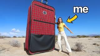 Surviving Using World's LARGEST Suitcase in the Desert