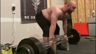 Shirtless Behemoth Does 505 lb Stiff Leg Deadlifts