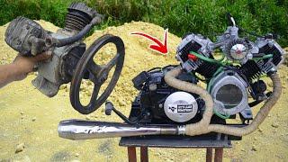 I turn V-twin Compressor into V-twin engine (Transmission)