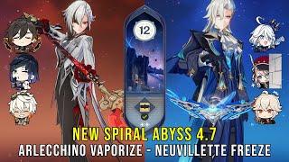 C0 Arlecchino Vaporize and C0 Neuvillette Freeze | NEW Genshin Impact Abyss 4.7 Floor 12 9 Stars