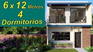 Plano de Casa de 6 x 12 metros | 2 Plantas | Planos de Casas Pequeñas 