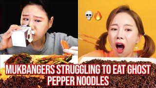 mukbangers STRUGGLING to eat ghost pepper noodles