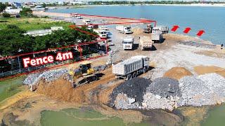 EP116.Amazing! New Road Construction Cross Deep Water Operation By Dozer, Dump Trucks & Wheel Loader