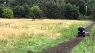 scared Michelle on the back of Richie's Kawasaki KFX quad 1st time on back of a quad!