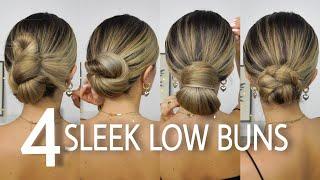 EASY SLEEK LOW BUN TUTORIAL  4 WAYS 