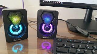 LEERFEİ Speaker, RGB LED LIGHT, USB Speaker 1+1 E-1046 GAMING GAMING SPEAKER