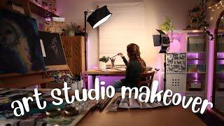 ART STUDIO MAKEOVER | Turning a cluttered art space into my dream studio  Art Studio Vlog 105