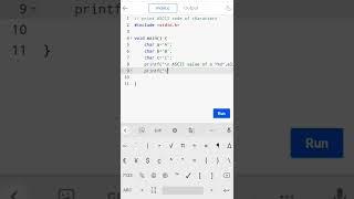 print ASCII code of characters #c programming #shorts # coding guru 