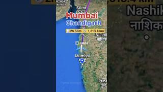 Mumbai to Chandigarh flight Route #flightpath #googleflights #travelmap #flightroute #googleearth