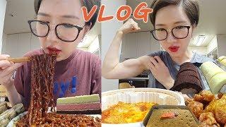 먹방 브이로그 VLOG ) 엽떡 허니콤보 진짜장 만두 편의점하울 모찌롤 빵 더티초코 모찌롤 모찌모찌크림우동 삼겹살 생크림카스테라 티라미수 스콘 머핀 몰티져스 TMI MUKBANG