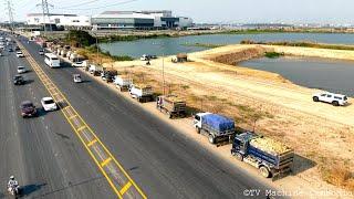 Getting Dump Truck 5TON Team & Dozer D31P Create NEW Road​ Crossing Water