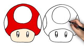 スーパーマリオのキノコのかきかた｜How to draw Super Mushroom #109