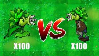 100 Plants Vs 100 Wild Gatling Zombies, Firepower Showdown! Plants vs Zombies Hybrid Challenge