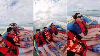 Madhuri Dixit Enjoying Bumper Ride With Husband Dr Nene And Son Ryan Nene, Water Sports In Maldives