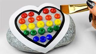 LOVE YOU ｜Easy Stone Painting｜Satisfying Acrylic Painting on Rocks