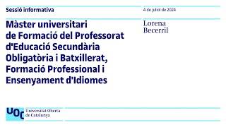 Màster de Formació del Professorat d’ESO, Batxillerat, FP i Ensenyament d’Idiomes de la UOC