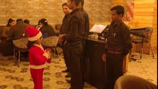 Baby Santa is distributing the Christmas gifts to restaurant employee | #khanabadosh3