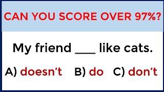 Mixed English Grammar Quiz: Can You Score Over 97%?