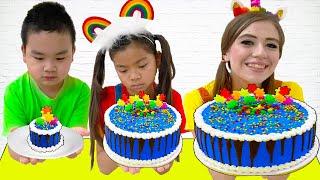 Emma and Lyndon Baking Birthday Cake Food Challenge  Kids Try to Bake Real Cakes