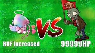 Plants' Increased Firing Rate VS 99999 HP Flag Zombie,Who Will Win? PVZ Hybrid Challenge