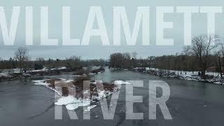 Rare Snowfall Over Willamette River | Eugene, Oregon | 4K Drone Footage by PNW Drone Videography