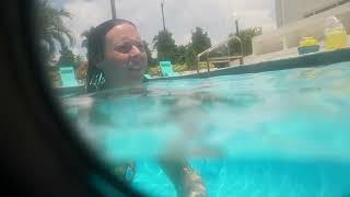 pretty girls in the swimming pool underwater shoot Miami swim week