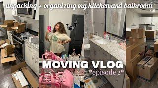 MOVING VLOG 02  unpacking & organizing my new apartment | kitchen and bathroom 🫧