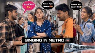 Singing In Delhi Metro With Cute Girls| Hindi Hit Songs Mashup In Public | Amazing Video | Jhopdi K